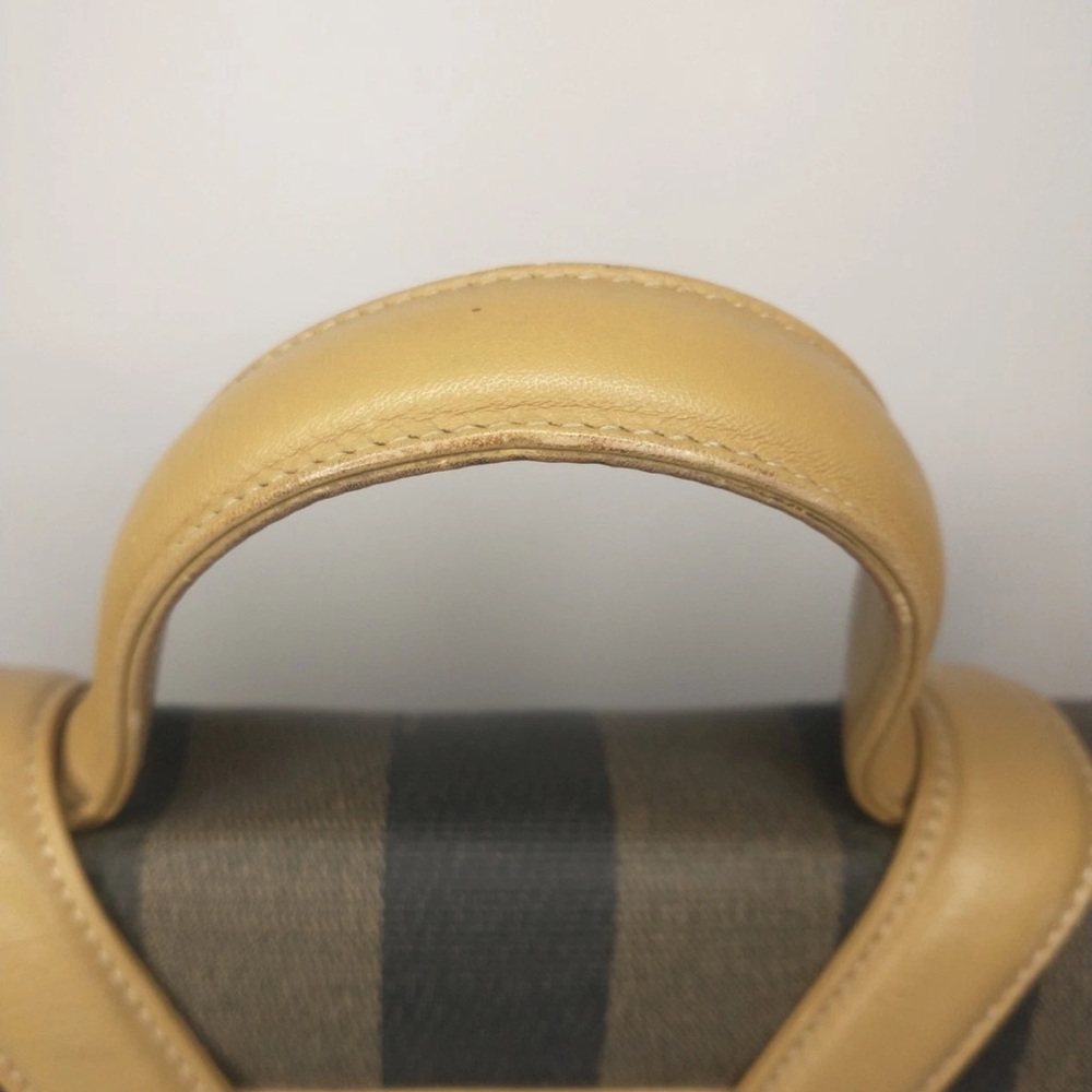 Fendi Pequin Black & Tan Striped Handbag/Crossbody Bag with Leather Trim. - Picture 6 of 17